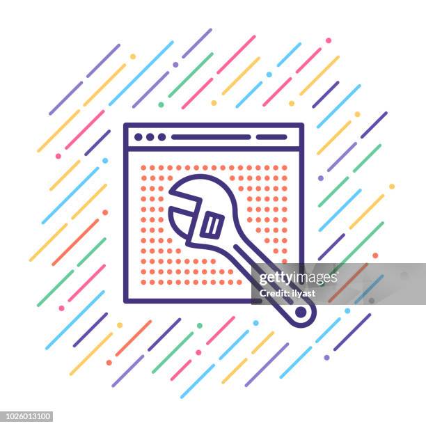 fixing line icon - computer tech support stock illustrations
