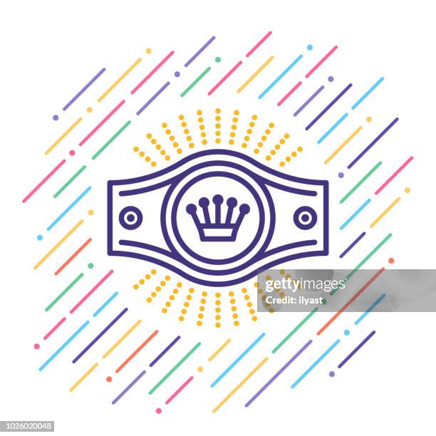 martial arts line icon - boxer training stock illustrations