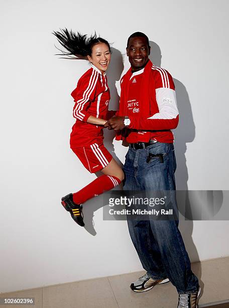 Zhang Ziyi, Chinese actress and Special Olympic's Global Ambassador with Dikembe Mutumbo, NBA Legend and Global Ambassador at the Crystal Towers...