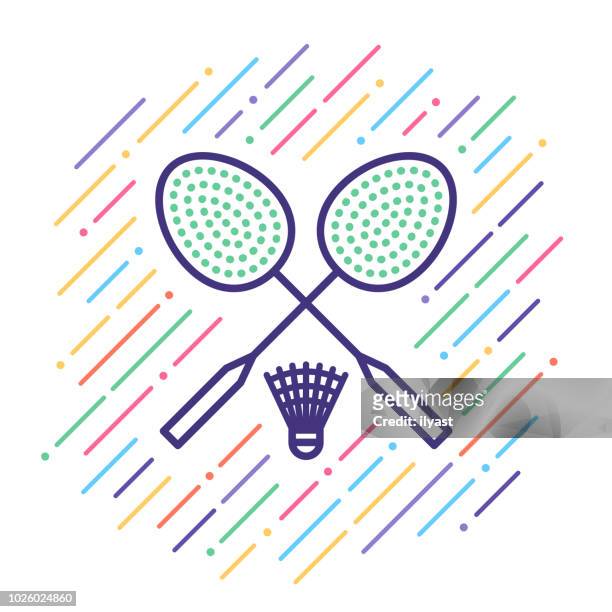 badminton line icon - racket stock illustrations