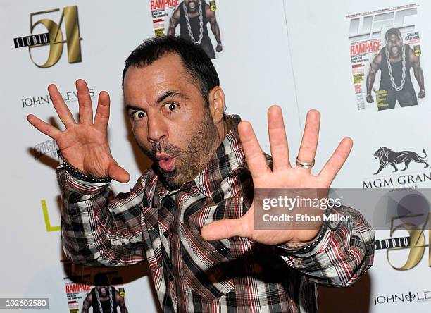 Actor, comedian and Ultimate Fighting Championship color commentator Joe Rogan arrives at the official Silver Star Casting Co. Pre-party for UFC 116...