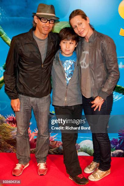 Paul Belmondo, his son Giacomo and his wife Luana attend "Le Voyage Extraordinaire de Samy" Paris Premiere at Cinema Gaumont Capucine on July 3, 2010...