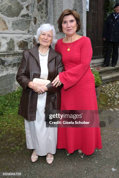 Guelseren Kaya, mother of the bride, Deniz Kaya and her mother Schuekran, grandmother of the bride, during the wedding of Prince Konstantin of...