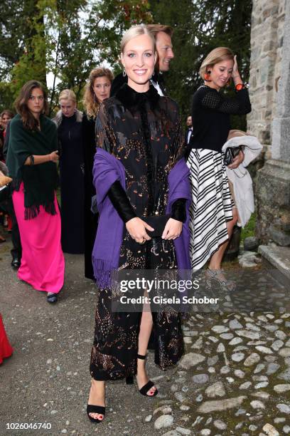 Model Marlies Pfeifhofer during the wedding of Prince Konstantin of Bavaria and Princess Deniz of Bavaria, born Kaya, at the french church 'Eglise au...