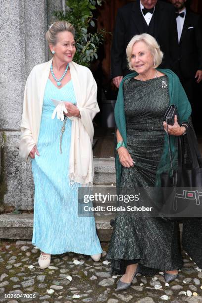 Princess Anna in Bayern, of Bavaria and Inge Wrede-Lanz during the wedding of Prince Konstantin of Bavaria and Princess Deniz of Bavaria, born Kaya,...