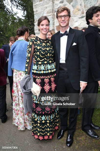 Maria Astrid Princess of Liechtenstein and her brother Prince Josef-Emmanuel von und zu Liechtenstein during the wedding of Prince Konstantin of...