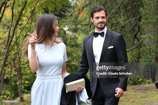 Prince Carl Philip of Sweden and his wife Princess Sofia of Sweden during the wedding of Prince Konstantin of Bavaria and Deniz Kaya at the french...