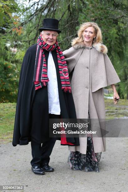 Rolf Sachs and his girlfriend Princess Mafalda von Hessen, of Hessen, during the wedding of Prince Konstantin of Bavaria and Deniz Kaya at the french...