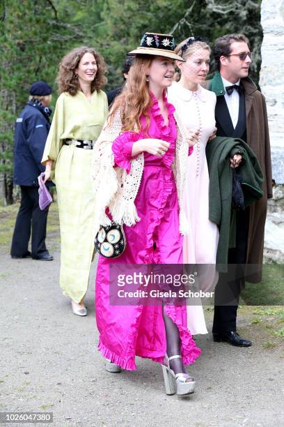 Olivia Schuler during the wedding of Prince Konstantin of Bavaria and Princess Deniz of Bavaria, born Kaya, at the french church 'Eglise au Bois' on...