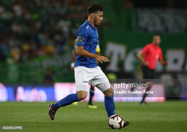 Antonio Briseno of CD Feirense in action during the Liga NOS match between Sporting CP and CD Feirense at Estadio Jose Alvalade on September 1, 2018...