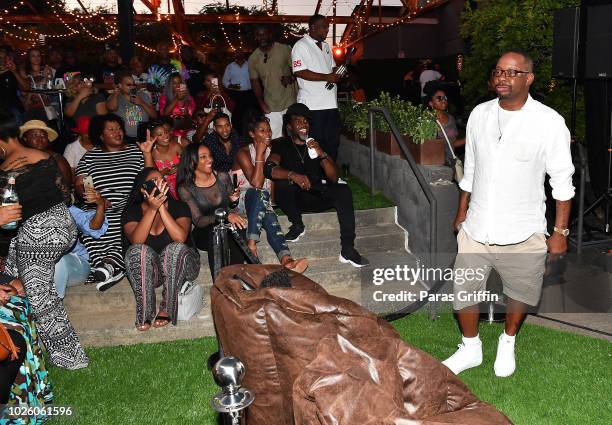 Singer Bobby Brown greets audience members at The "Bobby-Q" Atlanta Premiere Of "The Bobby Brown Story" at Atlanta Contemporary Arts Center on...