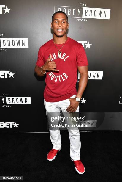 Actor Mike Merrill attends The "Bobby-Q" Atlanta Premiere Of "The Bobby Brown Story" at Atlanta Contemporary Arts Center on September 1, 2018 in...