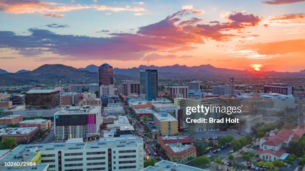 downtown tucson sunset - tucson stock pictures, royalty-free photos & images