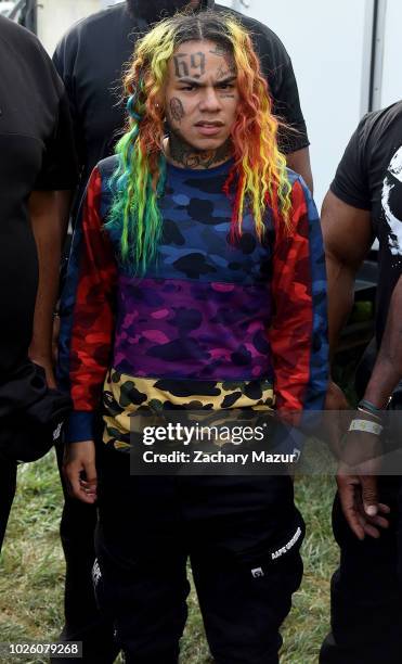 Tekashi 6ix9ine performs on the Rocky Stage during Day 1 of the 2018 Made in America Festival at Benjamin Franklin Parkway on September 1, 2018 in...