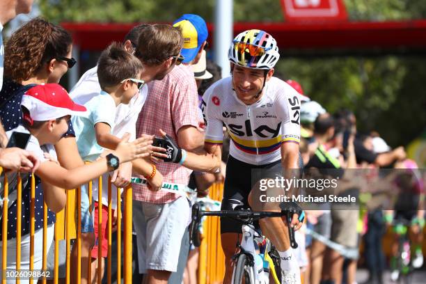 Start / Sergio Luis Henao Montoya of Colombia and Team Sky / Fans / Public / during the 73rd Tour of Spain 2018, Stage 9 a 200,8km stage from...