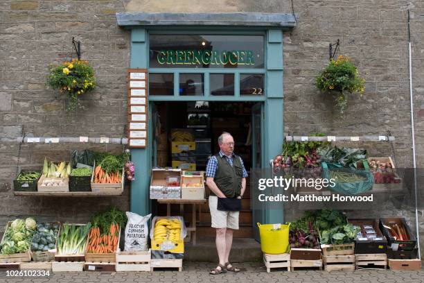 Traditional greengrocer store selling fruit and vegetables on May 28, 2016 in Hay-on-Wye, United Kingdom.