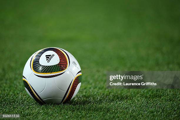 The official Jabulani matchball ahead of the 2010 FIFA World Cup South Africa Quarter Final match between Paraguay and Spain at Ellis Park Stadium on...