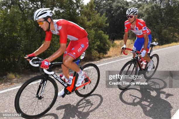 Rudy Molard of France and Team Groupama FDJ Red Leader Jersey / Shoe Problem / Antoine Duchesne of Canada and Team Groupama FDJ / during the 73rd...