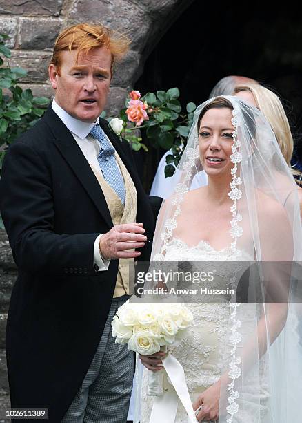Prince Harry's former Equerry Mark Dyer marries Amanda Kline of Texas at St. Edmund's Church, Crickhowell on July 3, 2010 in Abergavenny, Wales.
