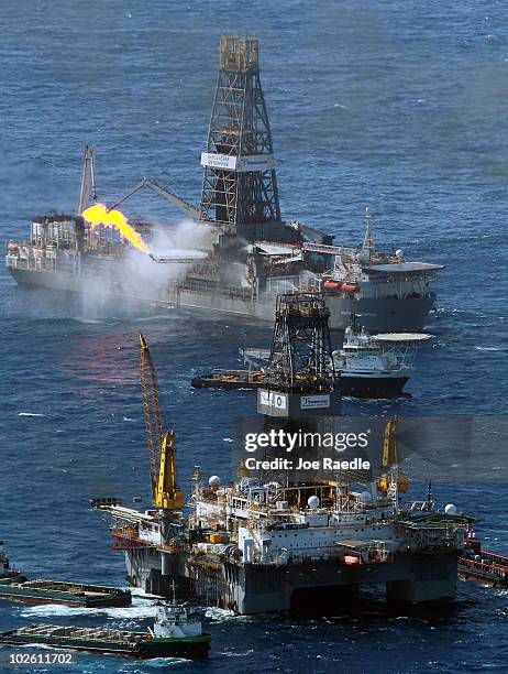 Macondo Rig Fire 2010 Explosion On Deepwater Horizon Drilling Rig Photos and Premium ...