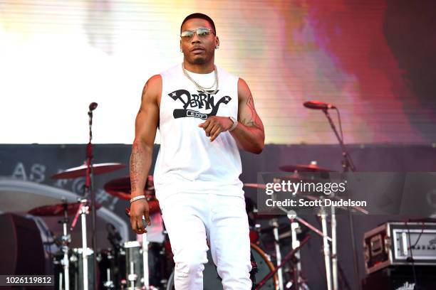 Rapper Nelly performs onstage during the Tailgate Festival at The Forum on September 1, 2018 in Inglewood, California.