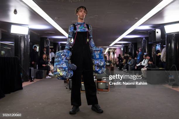 Model showcases designs during Underground Runway One show at Melbourne Fashion Week on September 2, 2018 in Melbourne, Australia.