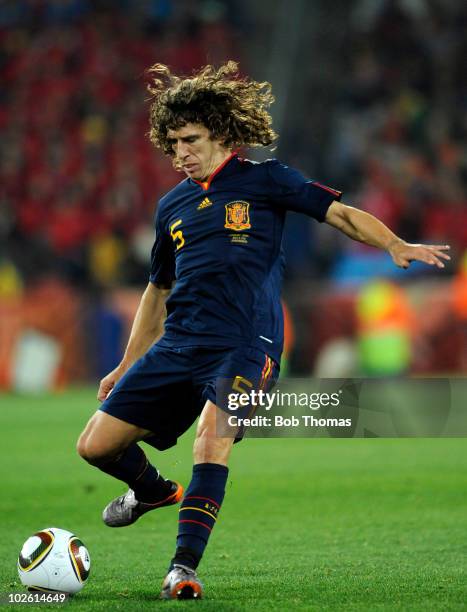 Carles Puyol of Spain during the 2010 FIFA World Cup South Africa Quarter Final match between Paraguay and Spain at Ellis Park Stadium on July 3,...