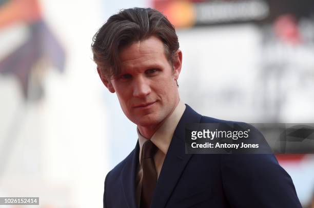Matt Smith of the cast of 'Charlie Says' walks the red carpet ahead of the 'My Brilliant Friend ' screening during the 75th Venice Film Festival at...