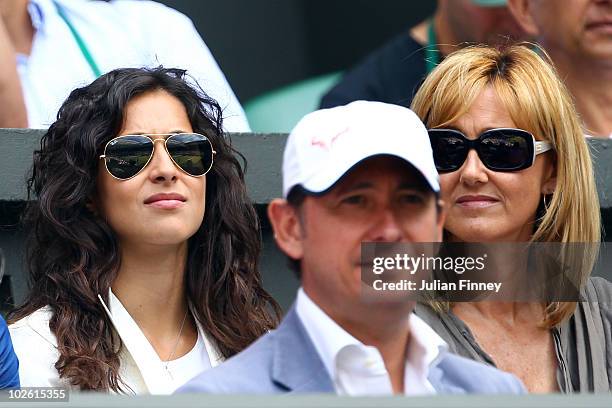 Rafael Nadal's girlfriend Maria Francisco Perello and mother Ana Maria Nadal look on ahead of the Men's Singles Final match between Rafael Nadal of...