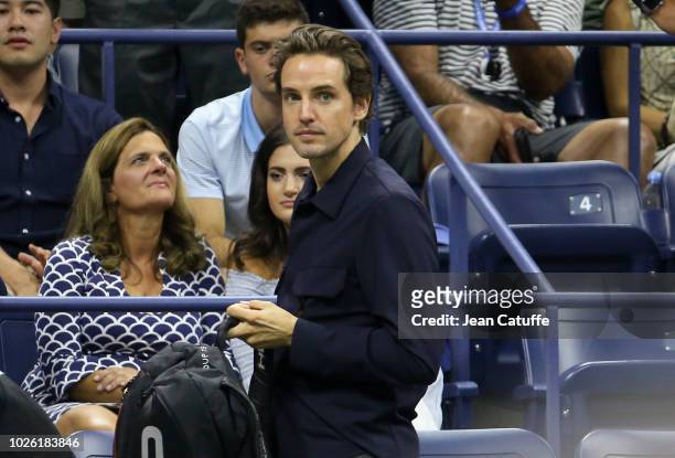 Paddle8 co-founder Alexander Gilkes following the victory of his girlfriend Maria Sharapova of Russia during day 6 of the 2018 tennis US Open on...
