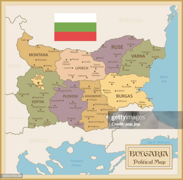 map of bulgaria - vintage vector - sofia stock illustrations
