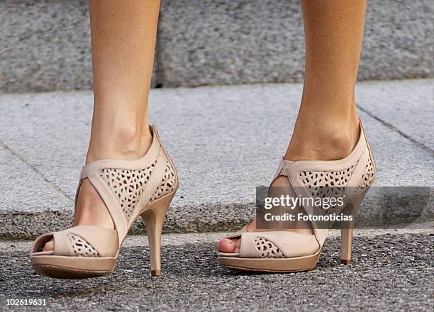 Princess Letizia of Spain receives Syrian Arab Republic President Bashar al-Assad and his wife Asma al-Assad at Zarzuela Palace on July 4, 2010 in...