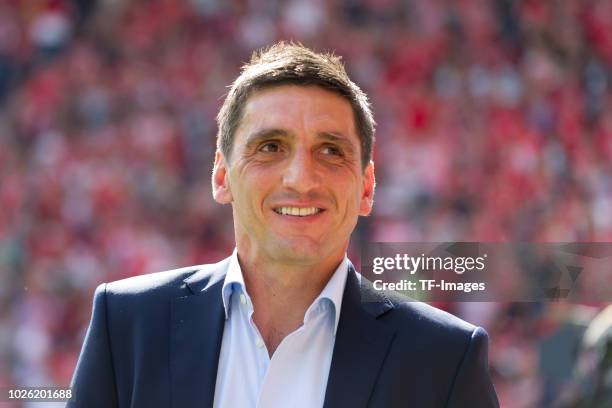 Head coach Tayfun Korkut of Stuttgart looks on prior the Bundesliga match between 1. FSV Mainz 05 and VfB Stuttgart at Opel Arena on August 26, 2018...