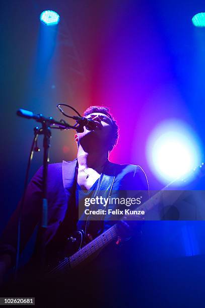 Dougy Mandagi of australian alternative rock band The Temper Trap performs on day 4 at the 40th Roskilde Festival on July 4, 2010 in Roskilde,...