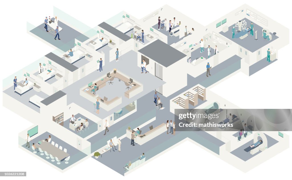Isometrische Krankenhaus cutaway