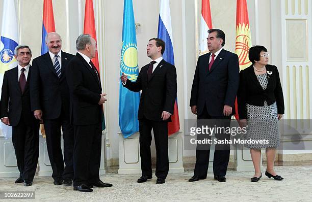 Armenian President Serge Sargsyan, Belarus President Alexander Lukashenko, Kazakh President Nursultan Nazarbayev, Russian President Dmitry Medvedev,...