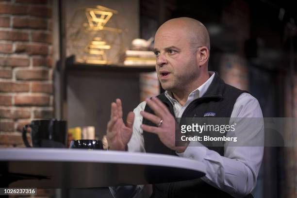 Jeff Lawson, co-founder and chief executive officer of Twilio Inc., speaks during a Bloomberg Technology television interview in San Francisco,...