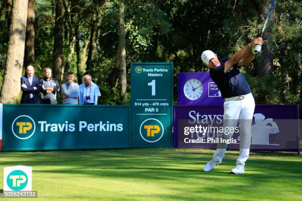 Barry Lane of England in action during Day Three of the Travis Perkins Senior Masters at Woburn Golf Club on September 2, 2018 in Woburn, England.