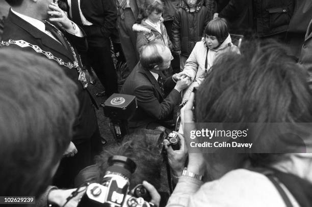 Labour leader Neil Kinnock at the ceremony to unveil a blue plaque on the house of former Prime Minister Clement Attlee in Woodford Green, London on...