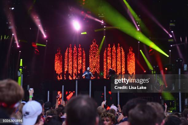 Tchami performs onstage during the 2018 Made In America Festival - Day 2 at Benjamin Franklin Parkway on September 2, 2018 in Philadelphia,...