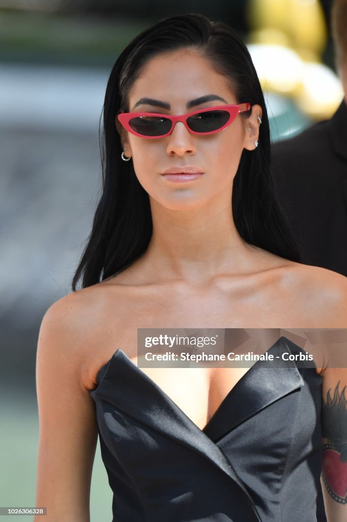 Giulia De Lellis is seen arriving at the 75th Venice Film Festival on