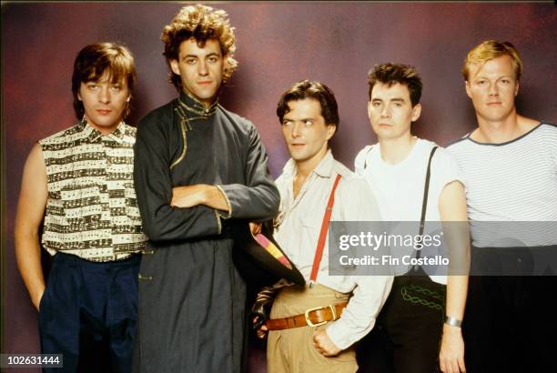 Garry Roberts, Bob Geldof, Pete Briquette, Johnnie Fingers and Simon Crowe of the Boomtown Rats in August 1982.