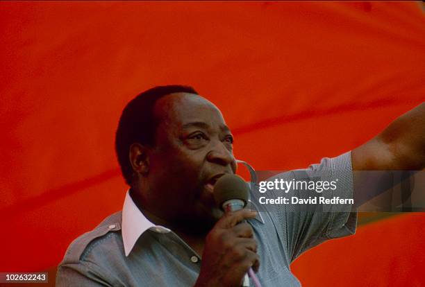 Dave Bartholomew performs on stage at the New Orleans Jazz and Heritage Festival in New Orleans, Louisiana in May 1983.