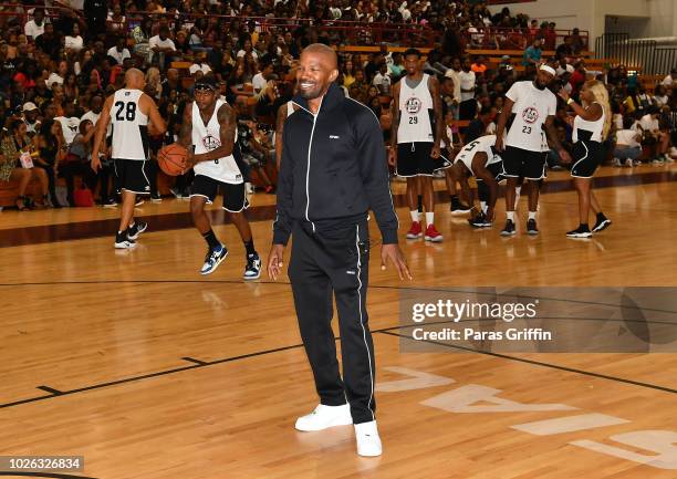 Actor Jamie Foxx attends 2018 LudaDay Celebrity Basketball Game at Morehouse College - Forbes Arena on September 2, 2018 in Atlanta, Georgia.