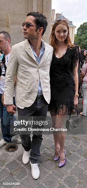 Enrique Murciano and Lily Cole attend Christian Dior Fashion show during the Paris Fashion Week Fall/Winter 2011 at Musee Rodin on July 5, 2010 in...