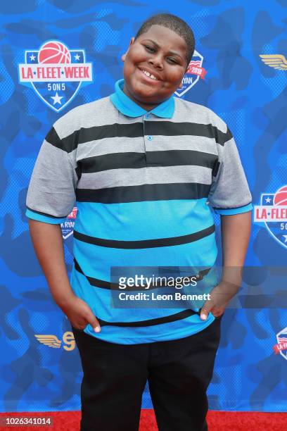 Actor Akinyele Caldwell attends the LA Fleet Week 5 On 5 Bassketball Tournament - Celebrities Vs. Champs at USS Iowa Museum on September 2, 2018 in...