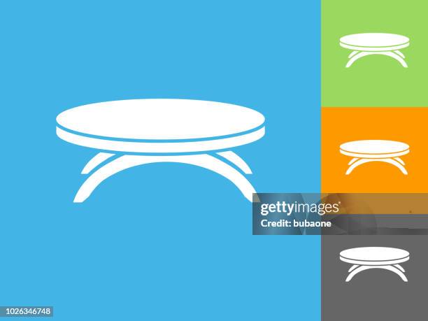 coffee table flat icon on blue background - coffee table stock illustrations