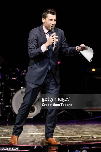 Russell Robertson Emcees Victorians Compete in 'Lifestyle Has Talent' Competition at Planetshakers on September 3, 2018 in Melbourne, Australia.