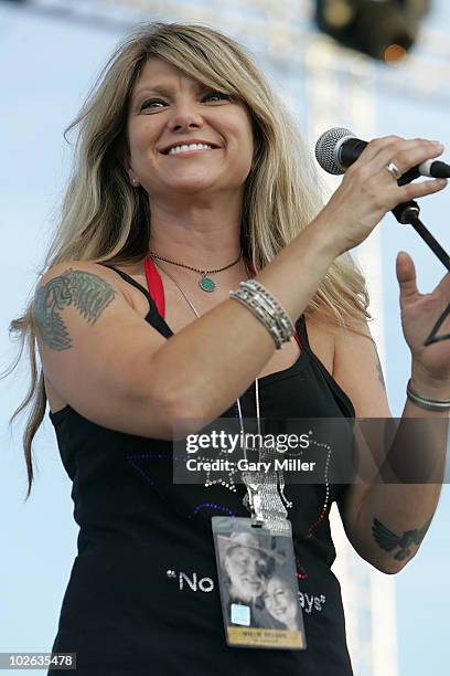 Vocalist Paula Neslon performs to a sold out crowd during her father Willie Nelson's 4th of July Picnic at The Backyard on July 4, 2010 in Austin,...