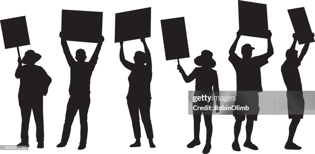Standing Protester Silhouettes